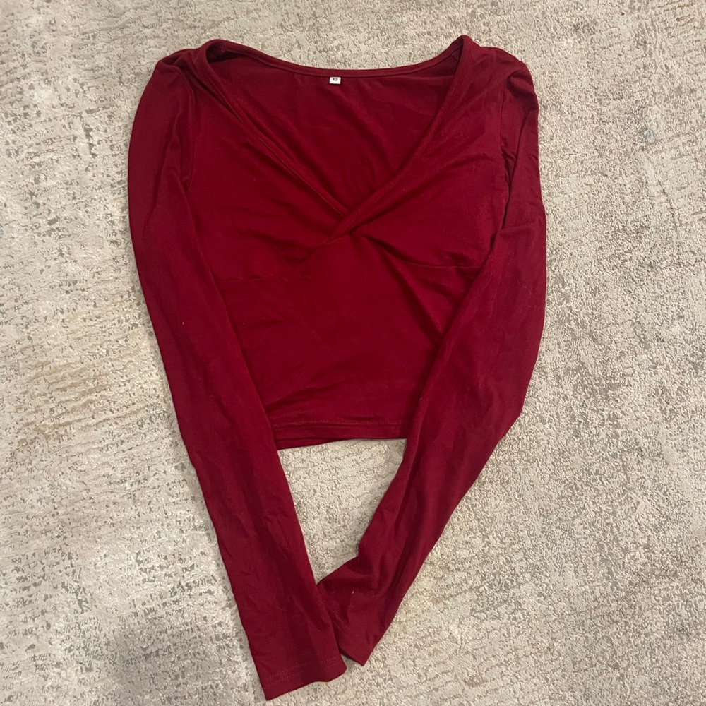 Elegant Red Long Sleeve Top